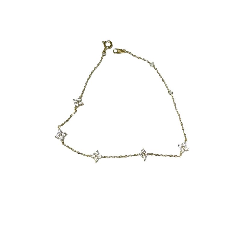 Bracciale in argento puro con quadrifoglio per donna, stile semplice, zircone, lusso leggero, nicchia, elegante, sensazione di alta qualità_voghion.com