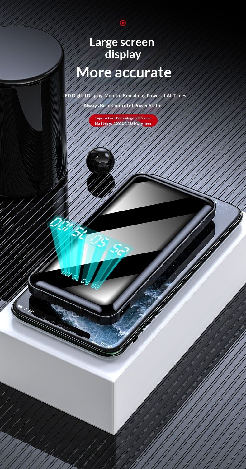 NeoGear NeoGear NeoGear Universal Phone Cable 10000mAh With Printed, Built-in Four-Cable Full-Screen Mobile Power Bank_voghion.com