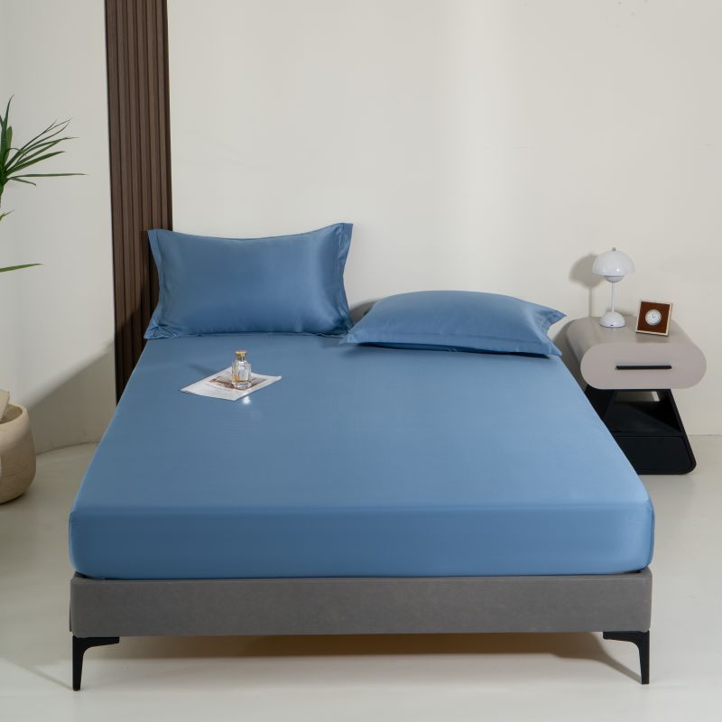 Drap de lit uni en Tencel lavé, 1 pièce, en soie glacée fraîche, protège-matelas en soie_voghion.com