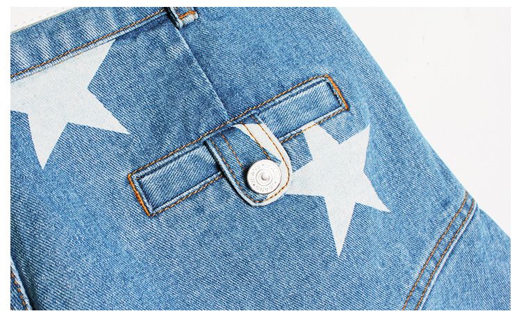 Abbigliamento da donna Pantaloncini a gamba larga con stampa di stelle snellenti a vita alta Balze culotte corte a coda di pesce a trapezio_voghion.com