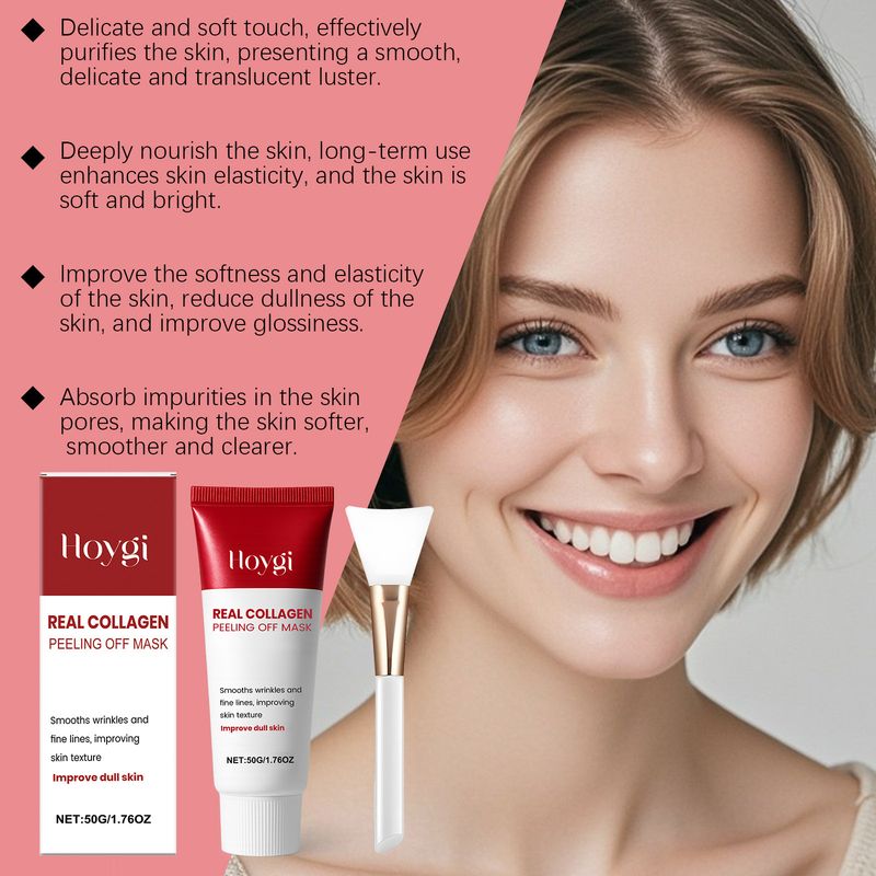 Maschera peel-off al collagene HOYGI, detergente delicata, esfoliante per il viso, idratante, delicata e nutriente per la pelle._voghion.com