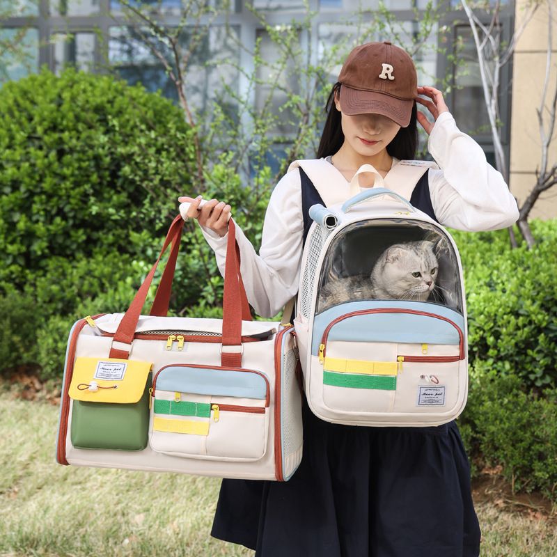 New Cat Bag Portable Outing Backpack Plaid Breathable Large Capacity Shoulder Handheld Pet Supplies_voghion.com