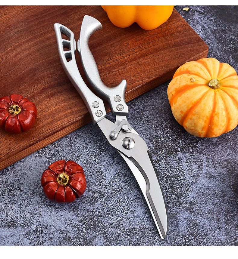 Forbici da cucina potenti per ossa di pollo in acciaio inossidabile, multifunzionali, per tagliare il pesce, con manico in alluminio, per uso domestico_voghion.com