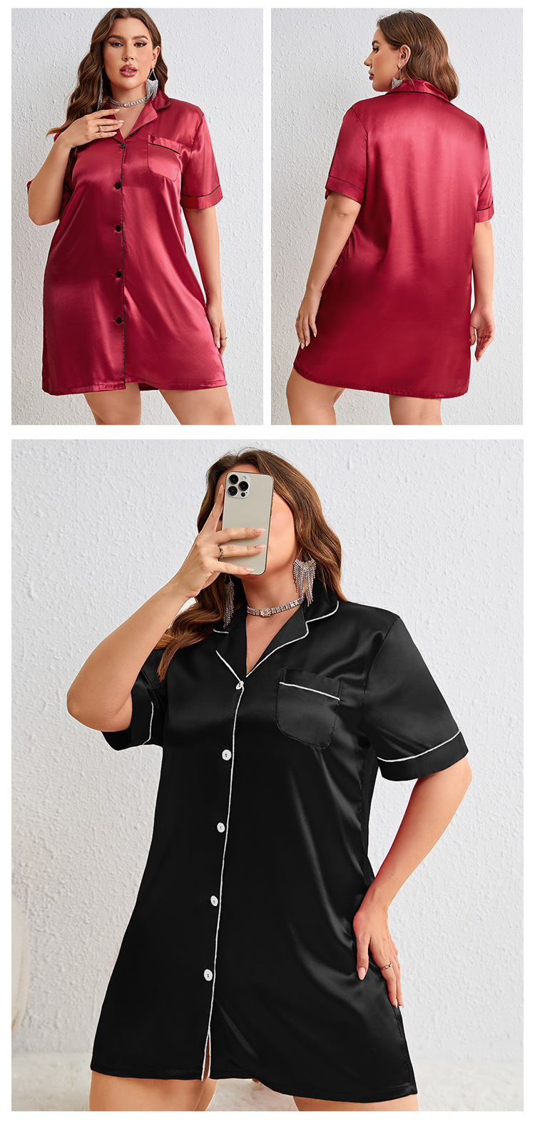 Daenerys Spring Women's Plus Size Ice Thin Short Sleeve Cardigan Silk Simple Sexy Loungewear_voghion.com