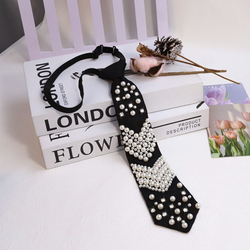 Papillon regolabile con strass neri di lusso leggero transfrontaliero, cravatta casual da donna all'ingrosso_voghion.com