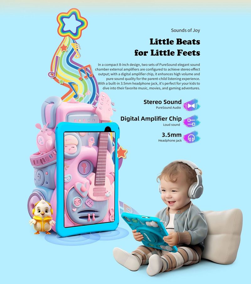 Teclast P85T 8-Zoll-Kinder-Tablet mit Android 13 | 4 GB RAM + 64 GB Speicher | Kindersicherung | Augenschutz-Bildschirm | Robuste Hülle inklusive_voghion.com
