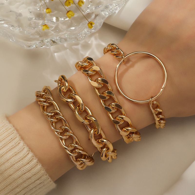 Catena grande esagerata intarsiata con diamanti, set di braccialetti unici, eleganti, leggeri e alla moda, di lusso._voghion.com