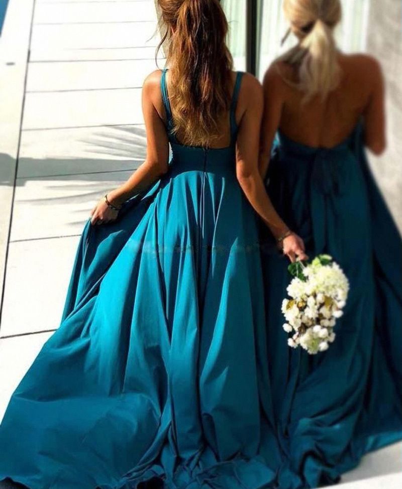 Abbigliamento Donna Estate Nuovo Abbigliamento Donna Nuovo Abito con bretelle e scollo a V profondo Abito da damigella d'onore Nuovo_voghion.com