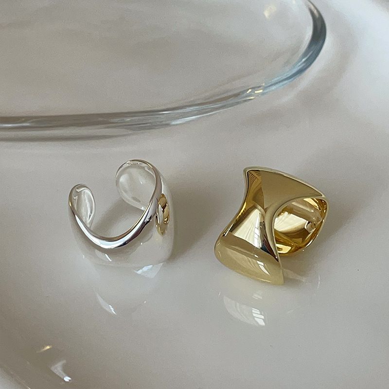 Übertrieben geometrisch glatt Metall offen für Frauen, einfache Nischenpersönlichkeit exquisiter vielseitiger Ring_voghion.com