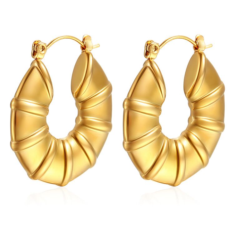 Orecchini in acciaio inossidabile di bambù massiccio alla moda europea e americana transfrontaliera, orecchini semplici di alta qualità da donna alla moda all'ingrosso_voghion.com