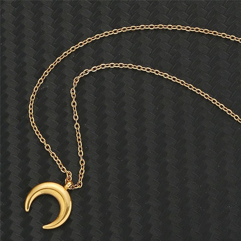 Hot Sales Nieuwe Mode Roestvrijstalen Dunne Ketting Hanger Voor Vrouwen Halve Maan Hoorn Charms Ketting Sieraden_voghion.com