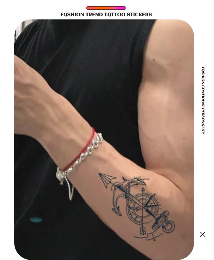 Tatouages temporaires de style européen – Motifs géométriques imperméables et non brillants pour les bras et la poitrine – Art corporel tendance unisexe (11 x 18 cm)_voghion.com