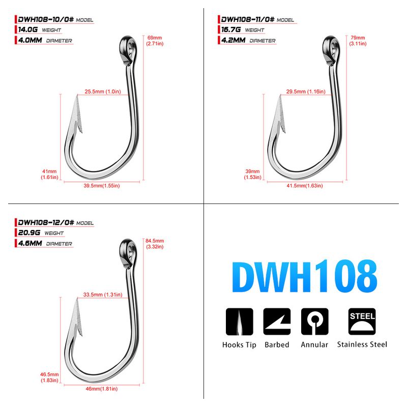 Barbed Tuna Iron Plate Deep Stainless Steel Corrosion Resistant Sea Water Boat Fishing Hooks_voghion.com