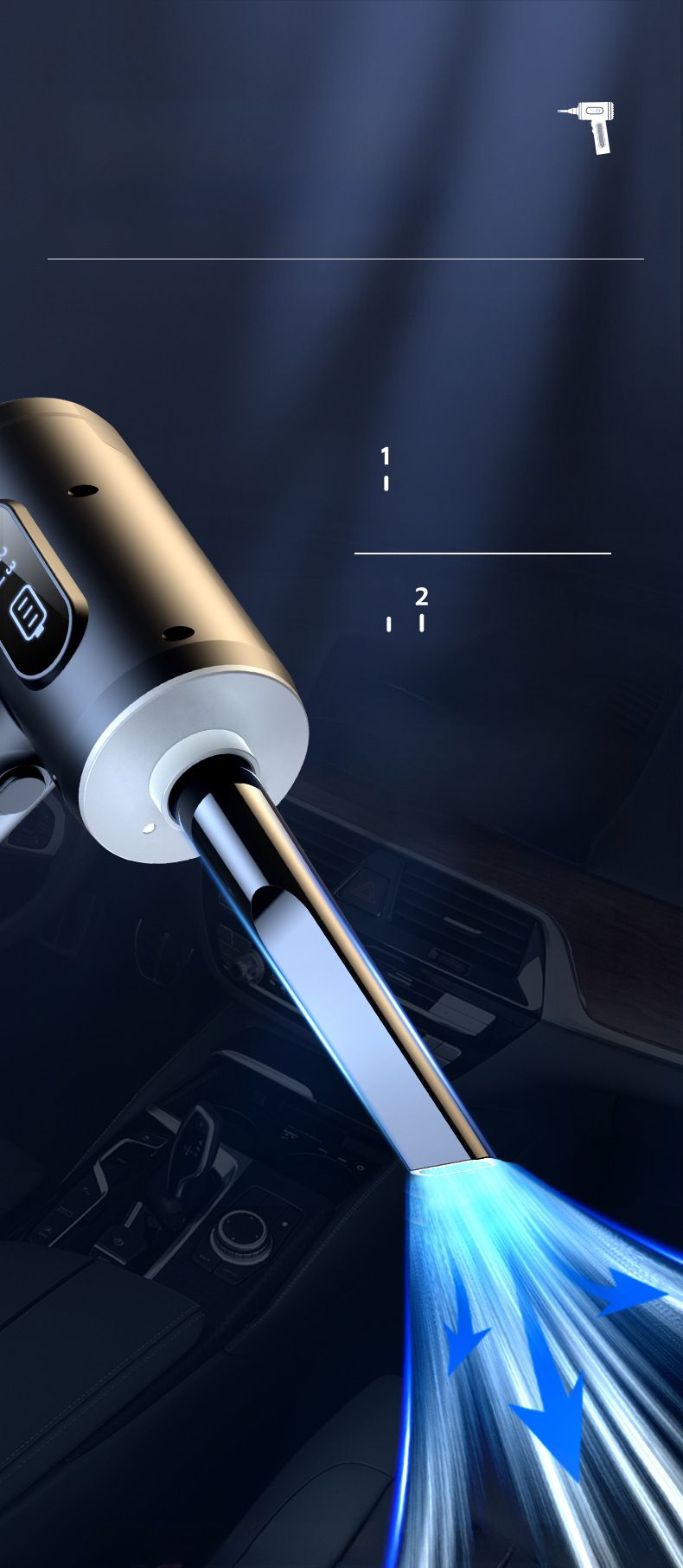 Novo soprador de pó soprando e aspirando integrado portátil de alta potência 50000RPM aspirador de pó portátil para carro com display digital_voghion.com