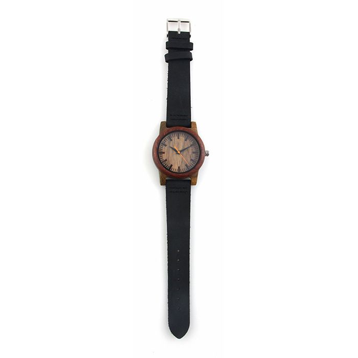 Orologio unisex al quarzo casual alla moda con cassa in bambù e cinturino in vera pelle_voghion.com