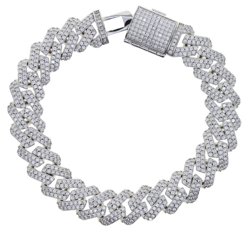 Men's Jewelry Hip Hop Cuban Chain 12mm Double Row Zircon Chain Cuban Chain Men's Hip Hop Bracelet_voghion.com