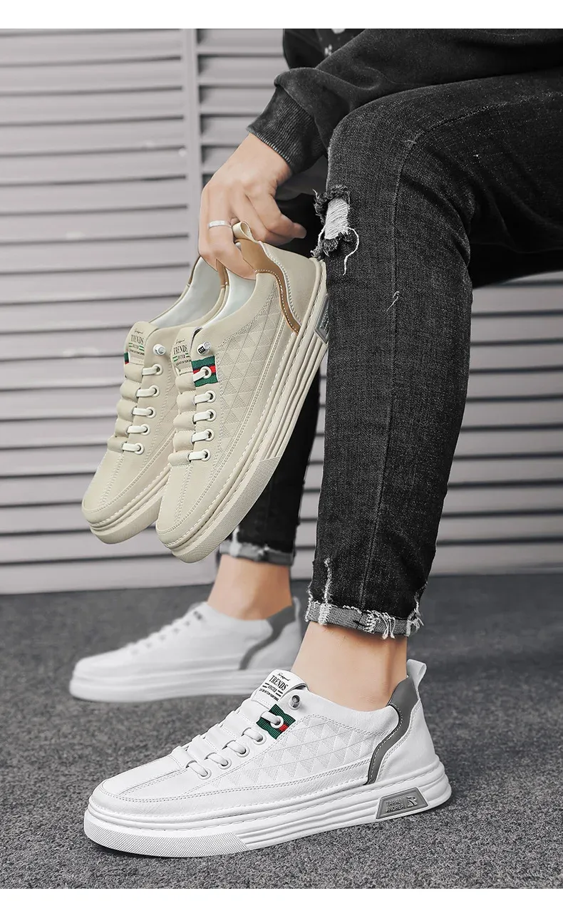 HerfstHeren Veelzijdige Casual Boardschoenen Lichtgewicht Zachte Bodem Waterdichte Kleine Witte Trendy Schoenen Heren Vluchtgevechtslaarzen_voghion.com