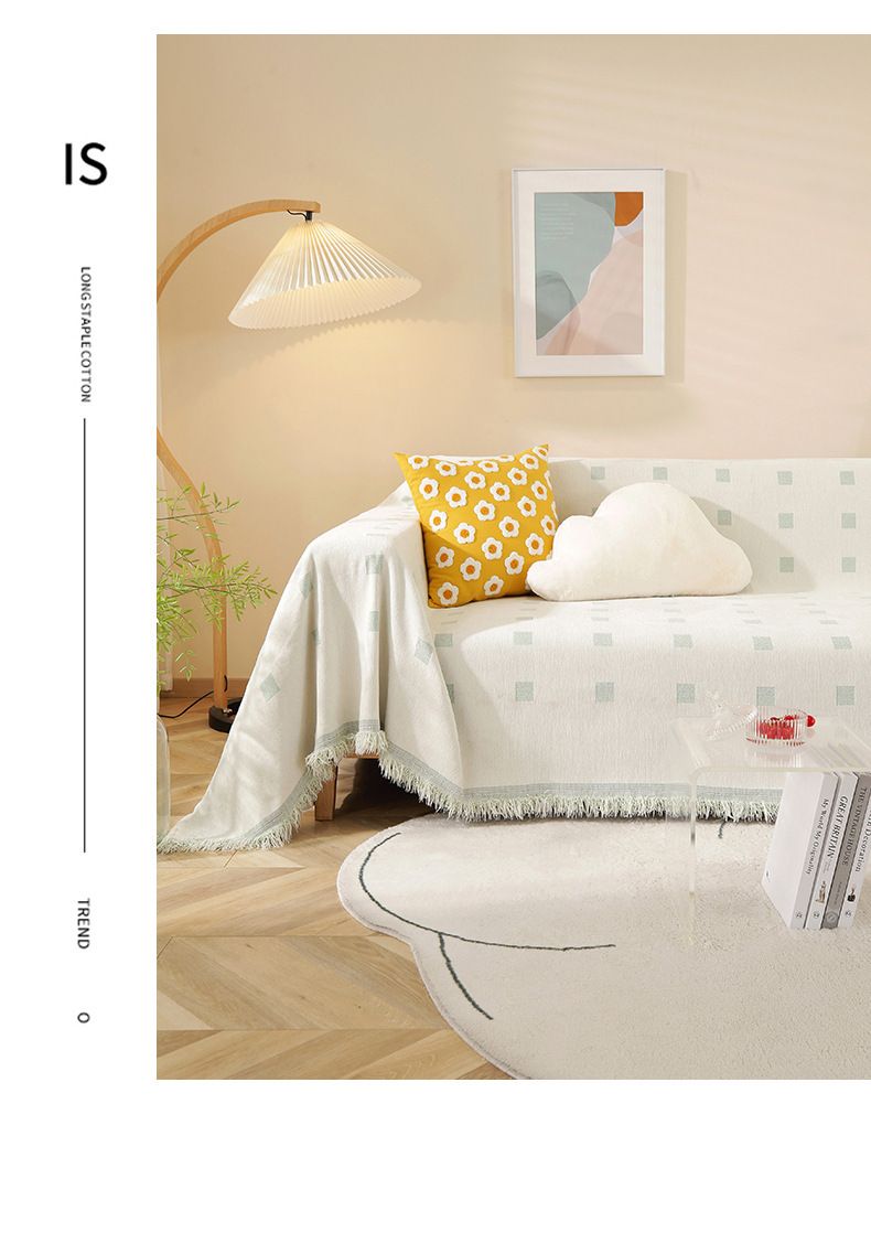 Wendbarer Sofabezug aus nordischem Chenille – doppelseitig, rutschfest, kariertes Design für Anbausofas (mehrere Größen und Farben)_voghion.com