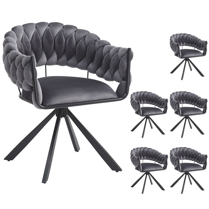 6er Set Samt Esszimmerstühle Mit Klauenbeinen, Grau_voghion.com
