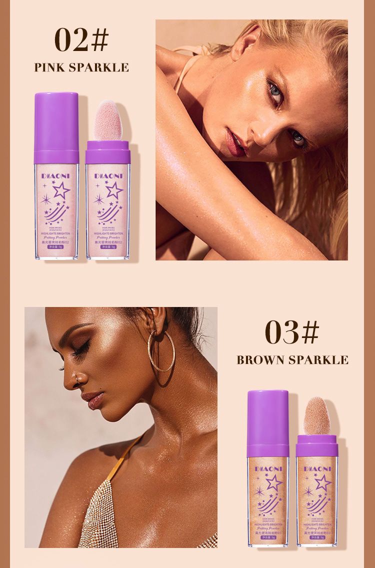 Bronzer & Highlighter Makeup Fairy Highlight Repair Pat Powder Dreidimensionales loses Puder Aufhellendes Make-up-Puder Rouge-Puder_voghion.com