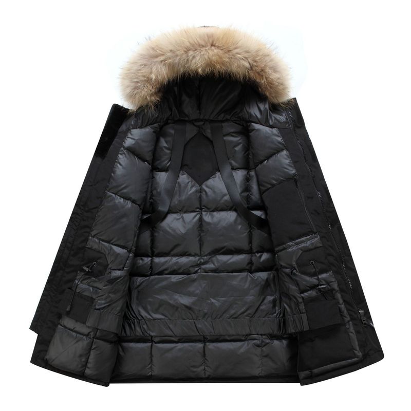 Chaqueta de plumón de ganso grande estilo expedición 08, versión alta, para hombre, con cierre de invierno, de terciopelo, con cinturón cortavientos, estilo canadiense._voghion.com