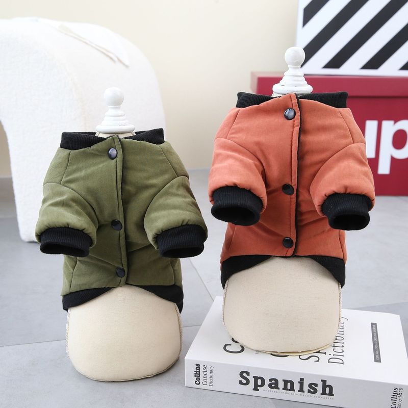 Abbigliamento per animali domestici autunno/inverno per cani con anello di trazione e cappotto in cotone con cerniera in velluto 23 colori_voghion.com