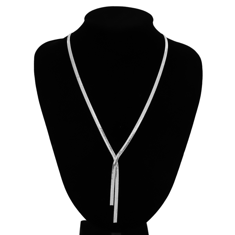 Dames sieraden hiphop metalen wind snake bone chain ketting trend geometrisch lang geweven sleutelbeen ketting_voghion.com