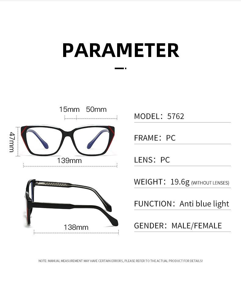 New Anti Blue Light Glasses For Women, PC Plug-in Legs, Fashionable Board Color Flat Mirror, Can Be Equipped With Mirror_voghion.com