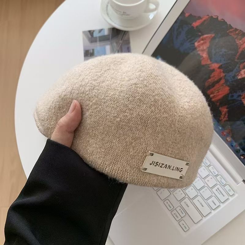 Black Beret For Women, Spring Autumn, Large Head Circumference, Face Slimming, Reversible Forward Hat, Autumn And Winter_voghion.com