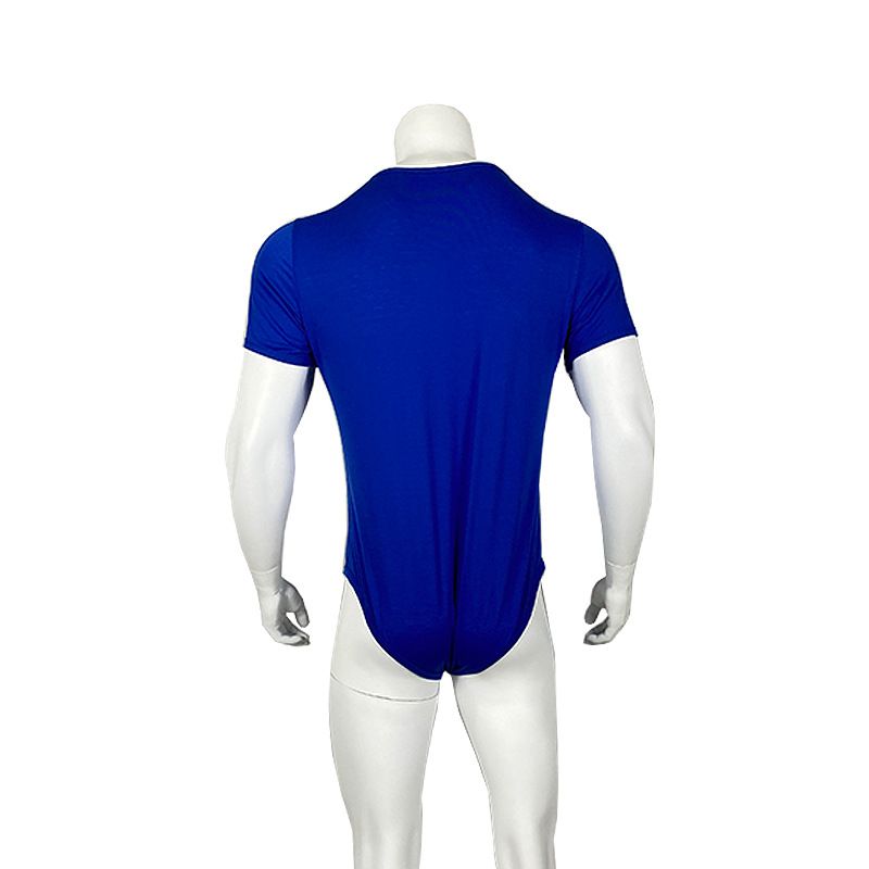 2023 foreign trade new short-sleeved round neck button jumpsuit men's breathable jumpsuit home pajamas wish_voghion.com