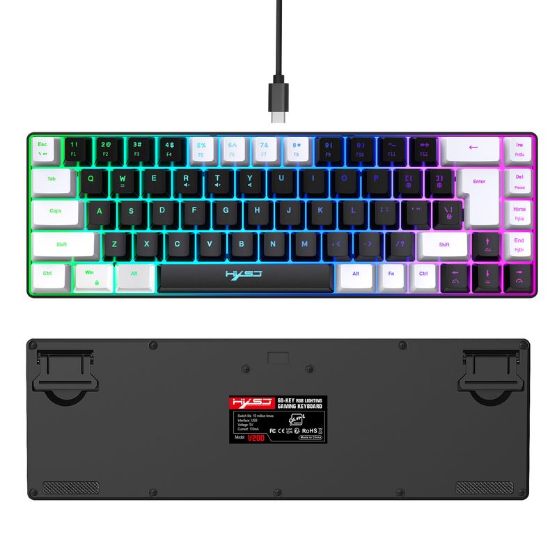 2023 New Gaming Membrane 68 Keys Key Line Separation RGB Backlight Multi-function Wired Keyboard_voghion.com