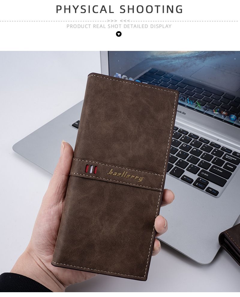 BAELLERRY Neue lange Herrenbrieftasche, europäisches und amerikanisches Retro-Design, Business-Brieftasche für mehrere Karten, Brieftasche aus weichem Leder mit Reißverschluss._voghion.com