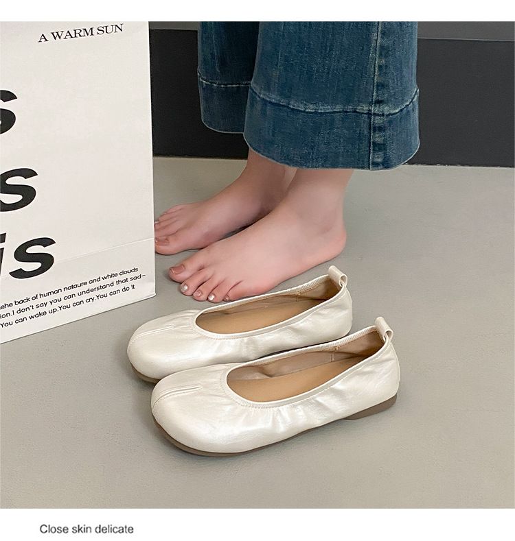 Scarpe singole da donna French Evening Breeze, primavera ed estate, suola morbida, superficie morbida, testa rotonda, bocca bassa, un pedale, doudou da donna_voghion.com