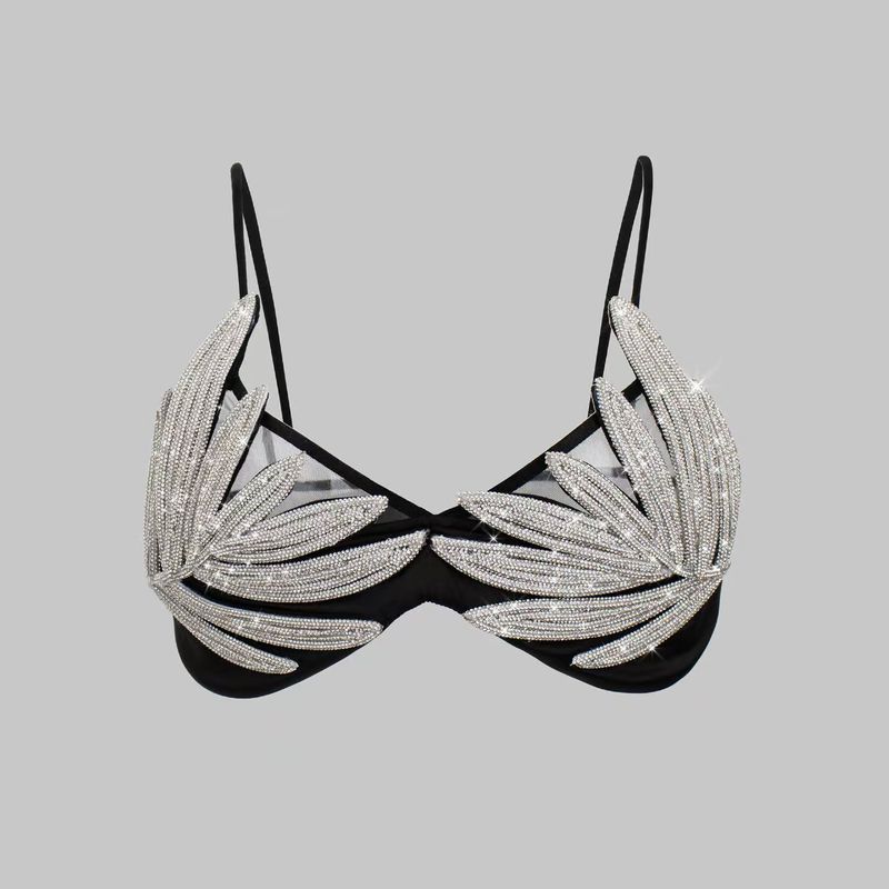 Sexy Black Mesh Corset Top With Silver Rhinestones – Elegant Stage & Party Bustier (S-L)_voghion.com