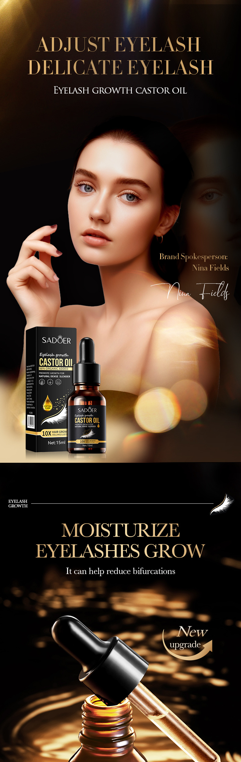 SADOER Makeup Castor Oil Mascara bieza un gara šķidrā skropstu tuša_voghion.com