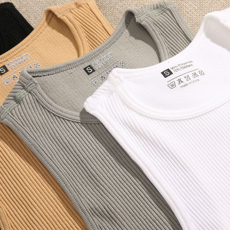 New nylon sports thread square collar short yoga vest fitness underwear with high elasticity and comfortable single-layer bra_voghion.com