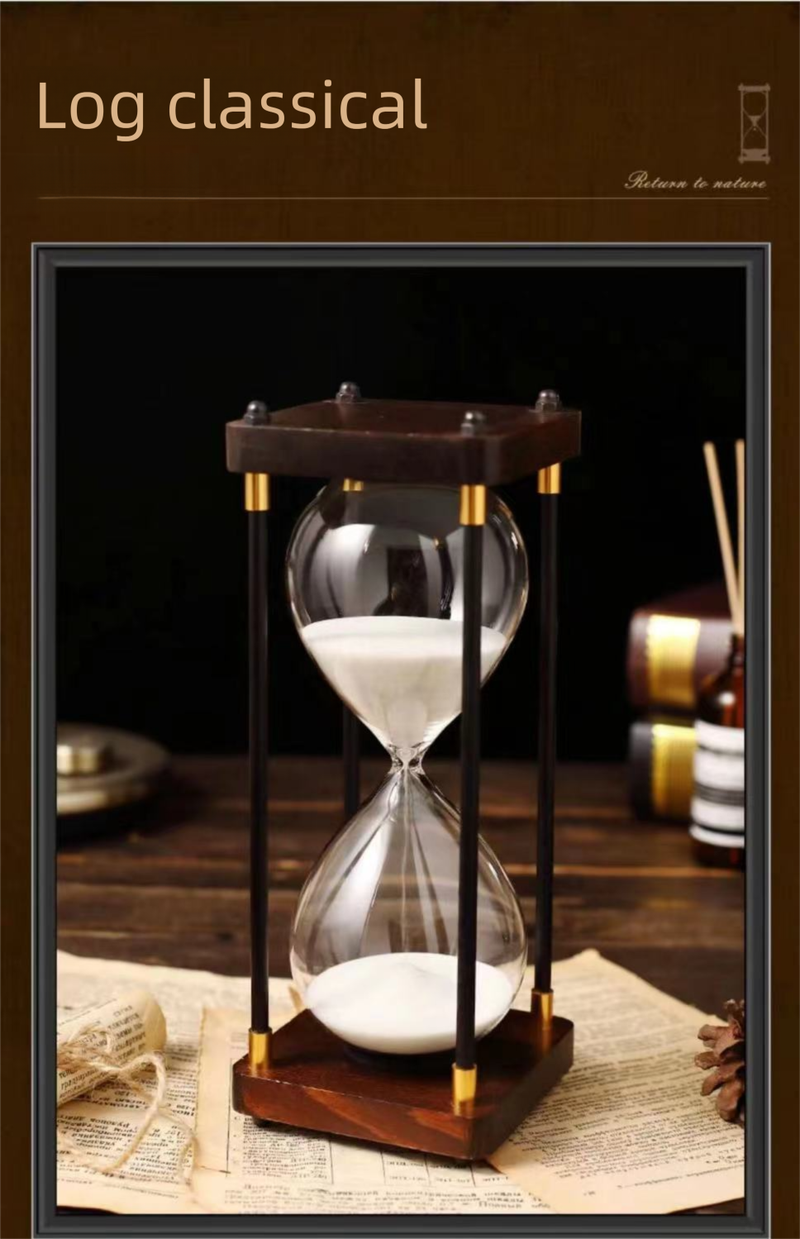 Simple Modern Geometric Glass Hourglass Ornament Creative Anti-Fall Children's Half-Hour 60-Minute Timer_voghion.com