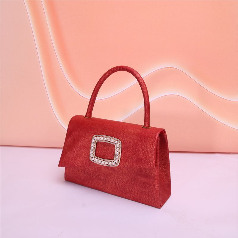 Unique Design Oblique Flap Handbag PU Material Square Diamond Inlaid Diamond Jewelry Personality_voghion.com