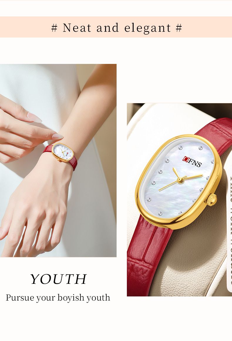 Elegante orologio al quarzo da donna con dettagli in diamanti, quadrante ovale impermeabile ed elegante per abbigliamento casual. Orologio al quarzo impermeabile Caibei, orologio da donna di alta gamma._voghion.com