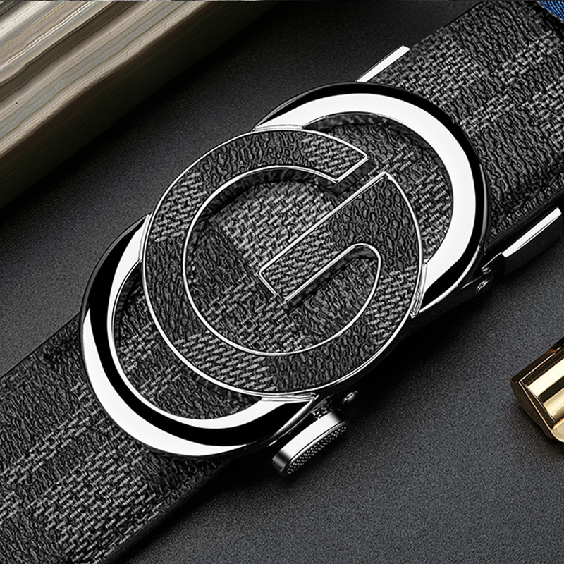 Cintura casual da uomo, con cintura alla moda con fibbia automatica sdentata_voghion.com