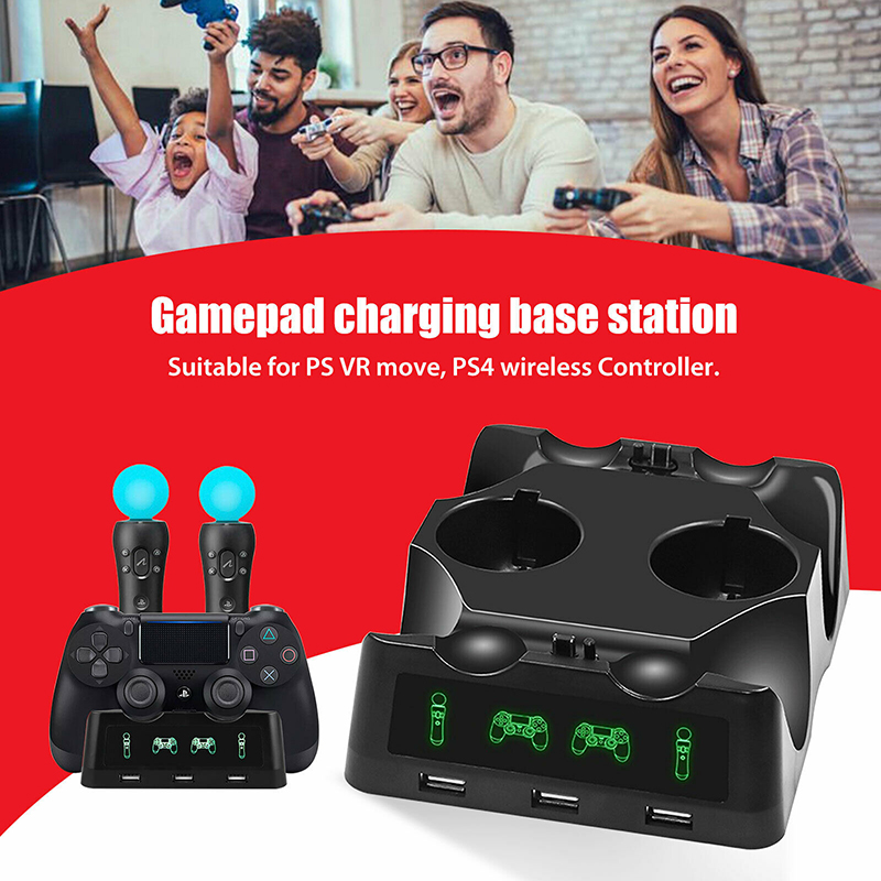 4 in 1 Controller Charger Dock Quick Charging Station Stand for PS4/MOVE/PS4 VR_voghion.com