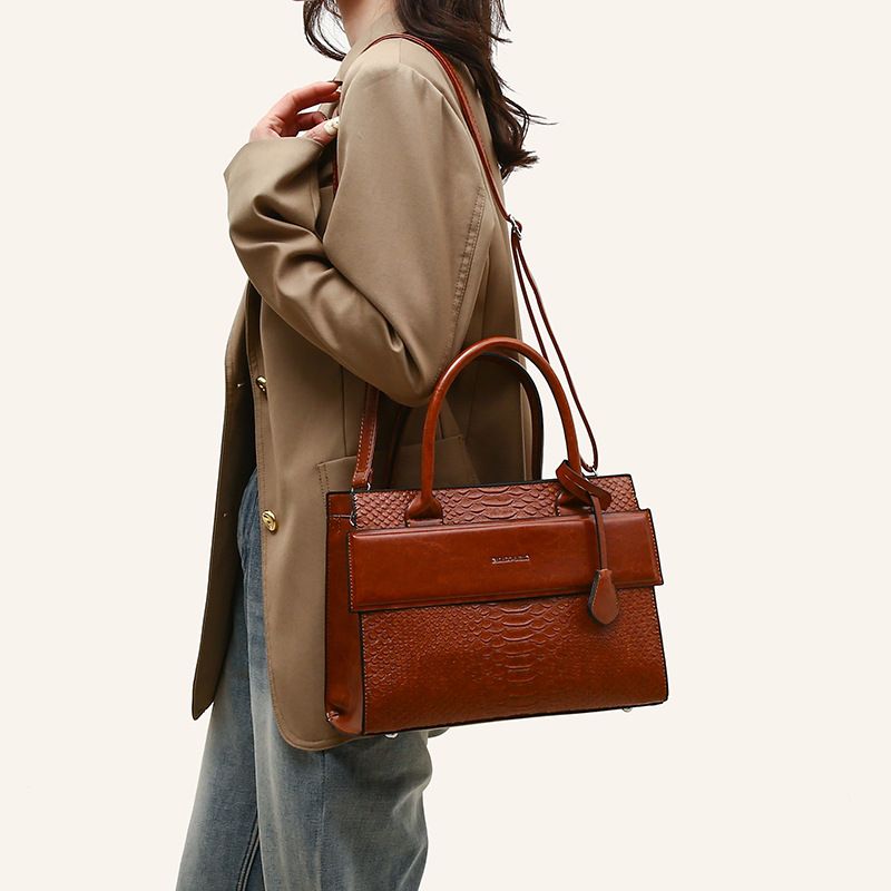 Borsa a mano con motivo coccodrillo, nuova moda primavera 2024, borsa da donna semplice e casual alla moda_voghion.com