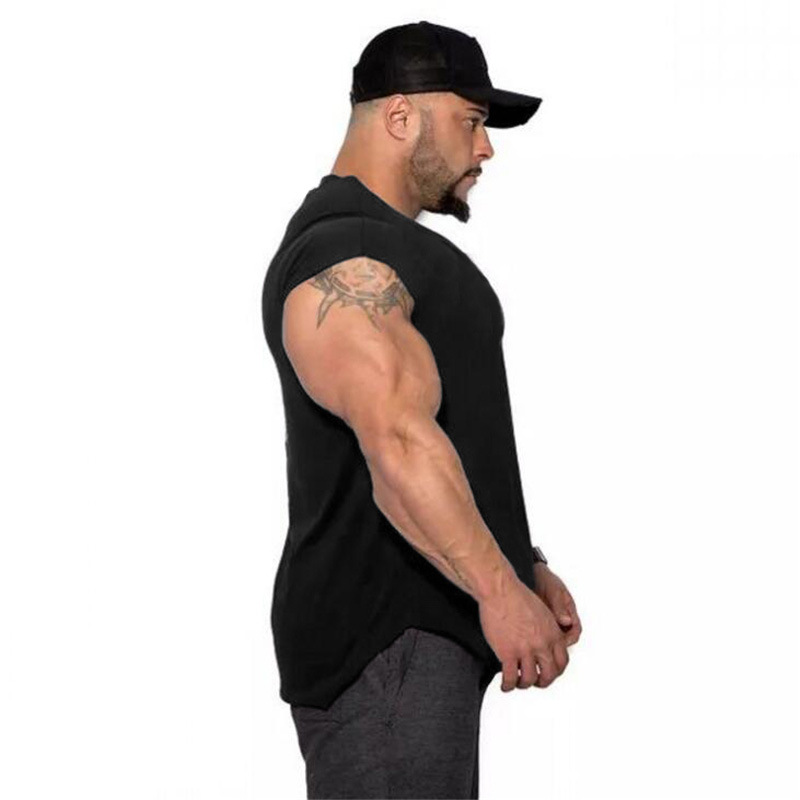 Muscle Fitness Brother Einfarbige Weste aus reiner Baumwolle mit leerem Teller für Herren, Sport, Lauftraining, dünnes ärmelloses Tanktop_voghion.com