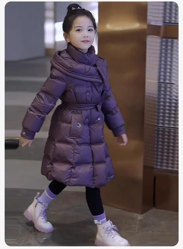 Mädchen Baumwolle Gefütterte Jacke Winter Mantel 2025 Neue Lange Dicke Unten Baumwolle Jacke kinder Baumwolle Gefütterte Jacke Stilvolle Fabrik Direkt verkäufe_voghion.com