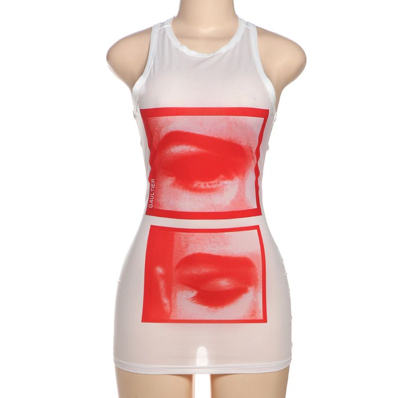 Damenbekleidung Perspektive Mode Hot Girl Enges bedrucktes ärmelloses Top_voghion.com