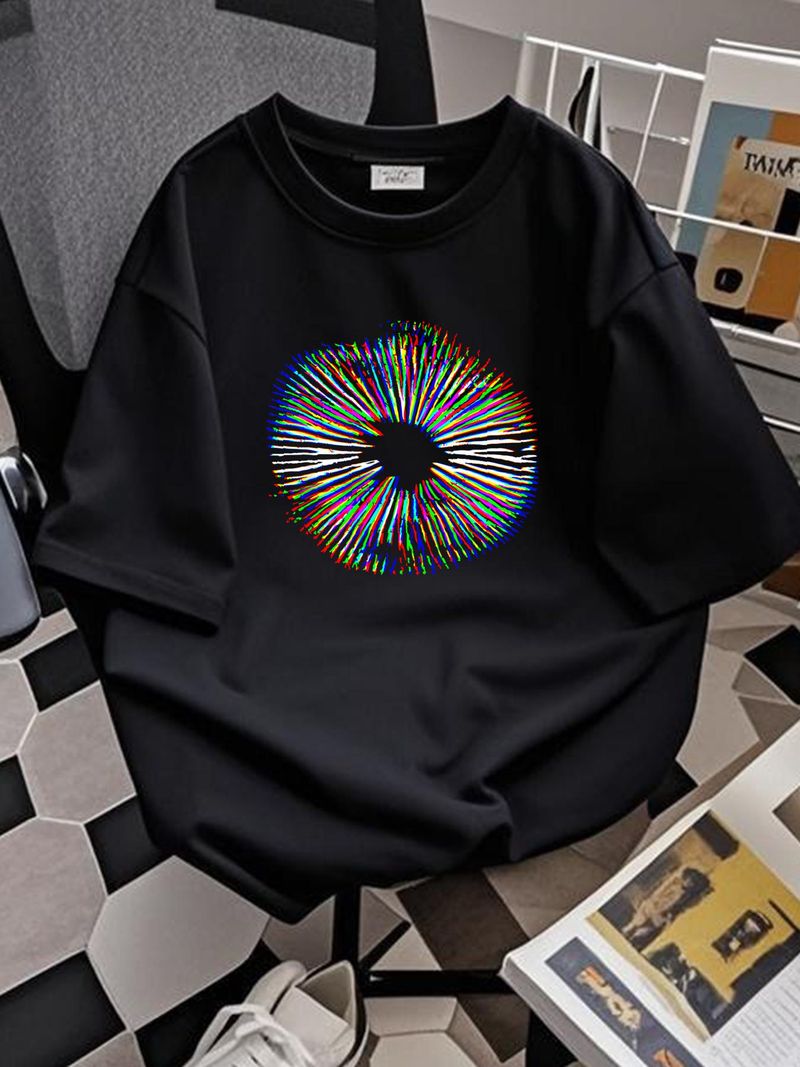 T-Shirt mit psychedelischem Pilzsporen-Print, Größen S-5XL, atmungsaktives Designer-Oberteil für jeden Tag, modisch, lässig, sommerlich_voghion.com
