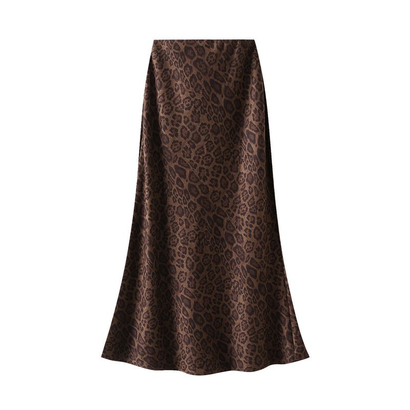 Jupe à imprimé léopard K pour femme ; nouvelle jupe sirène amincissante taille haute ; robe midi une pièce._voghion.com