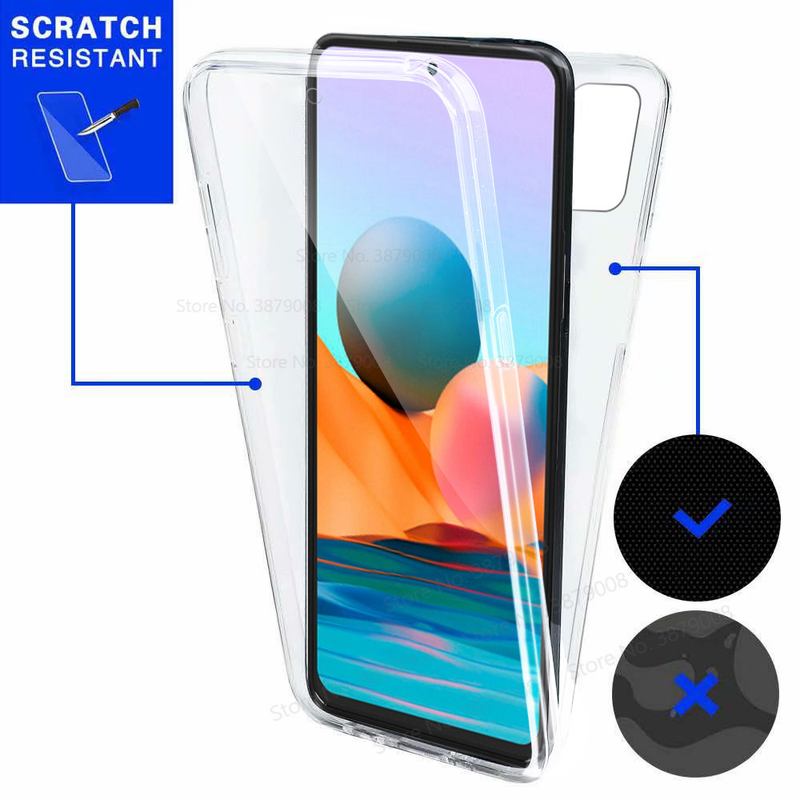 for xiaomi redmi note10 pro max cover 360° Full Body soft Silicone case redmi note 10 S 4G Front & Back Transparent phone shell_voghion.com