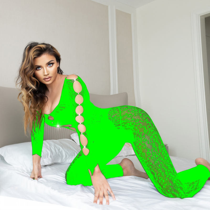 Sexy one-piece dames hot diamond luipaard print net kleding sexy figuur highlights lange mouwen jumpsuit_voghion.com
