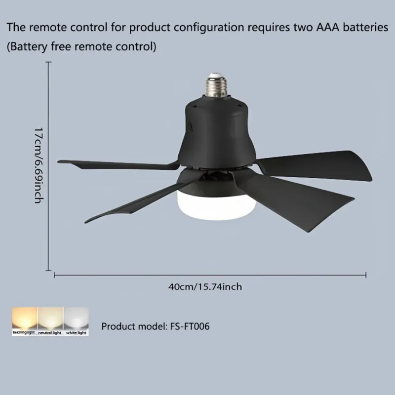 1 Ventilatore da soffitto con luce transfrontaliera, nuovo E27, con attacco a vite, silenzioso, piccolo, intelligente, sospeso, per ristorante e camera da letto_voghion.com
